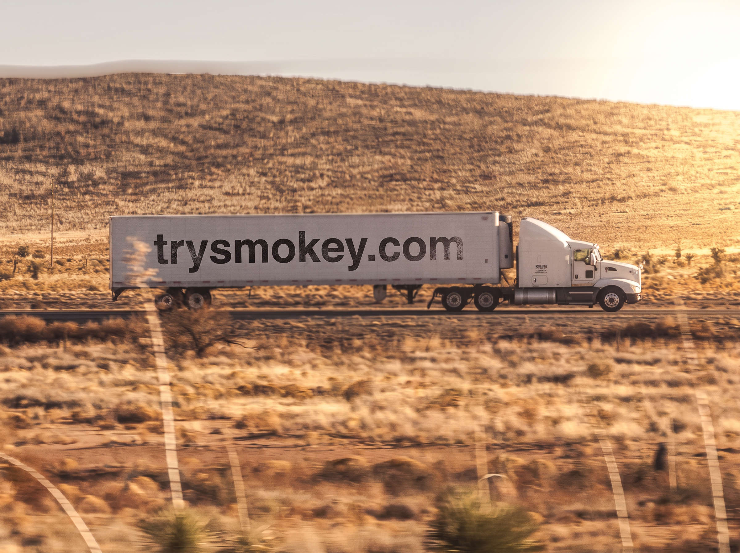 White semi truck with trysmokey.com branding